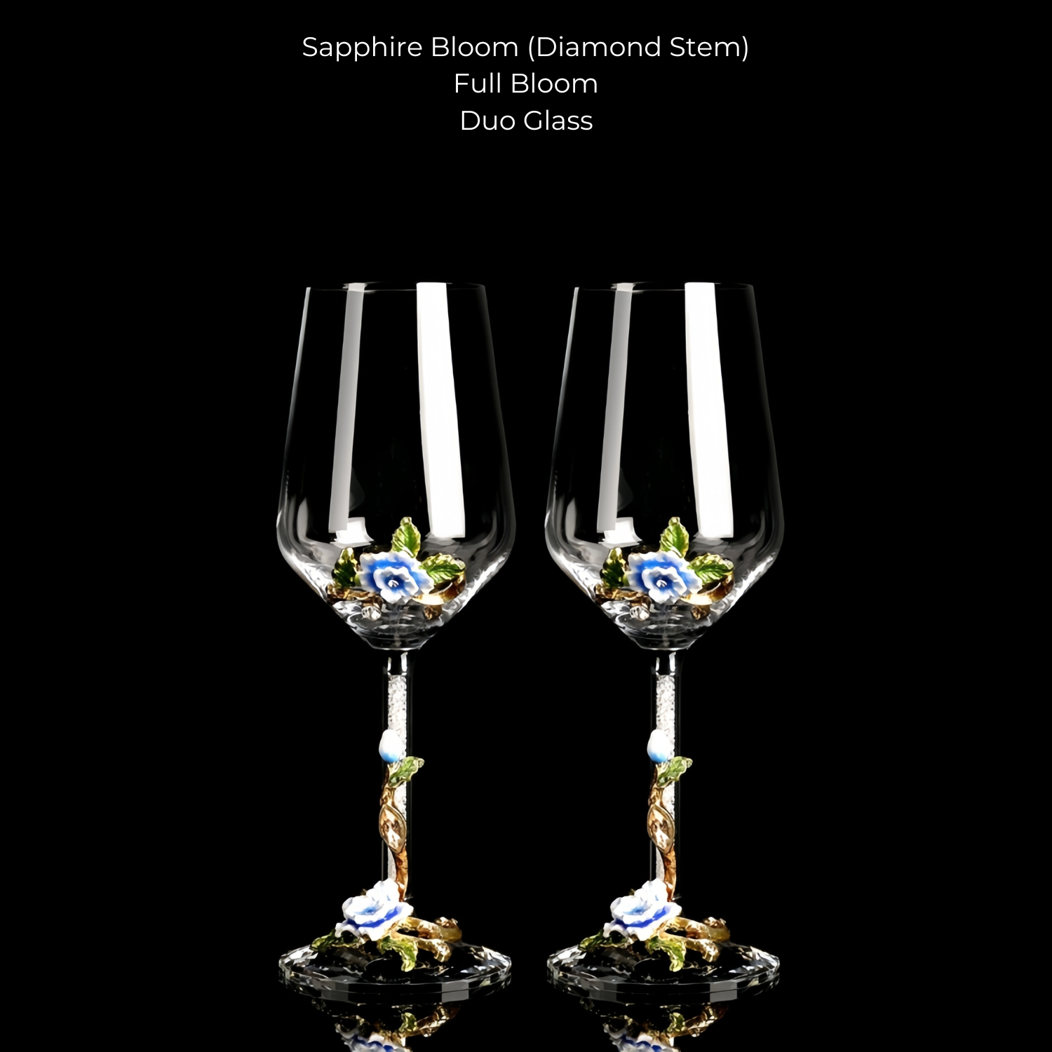 Metallic Flower Crystal Wine Glasses with Decanter Suitcase Set
