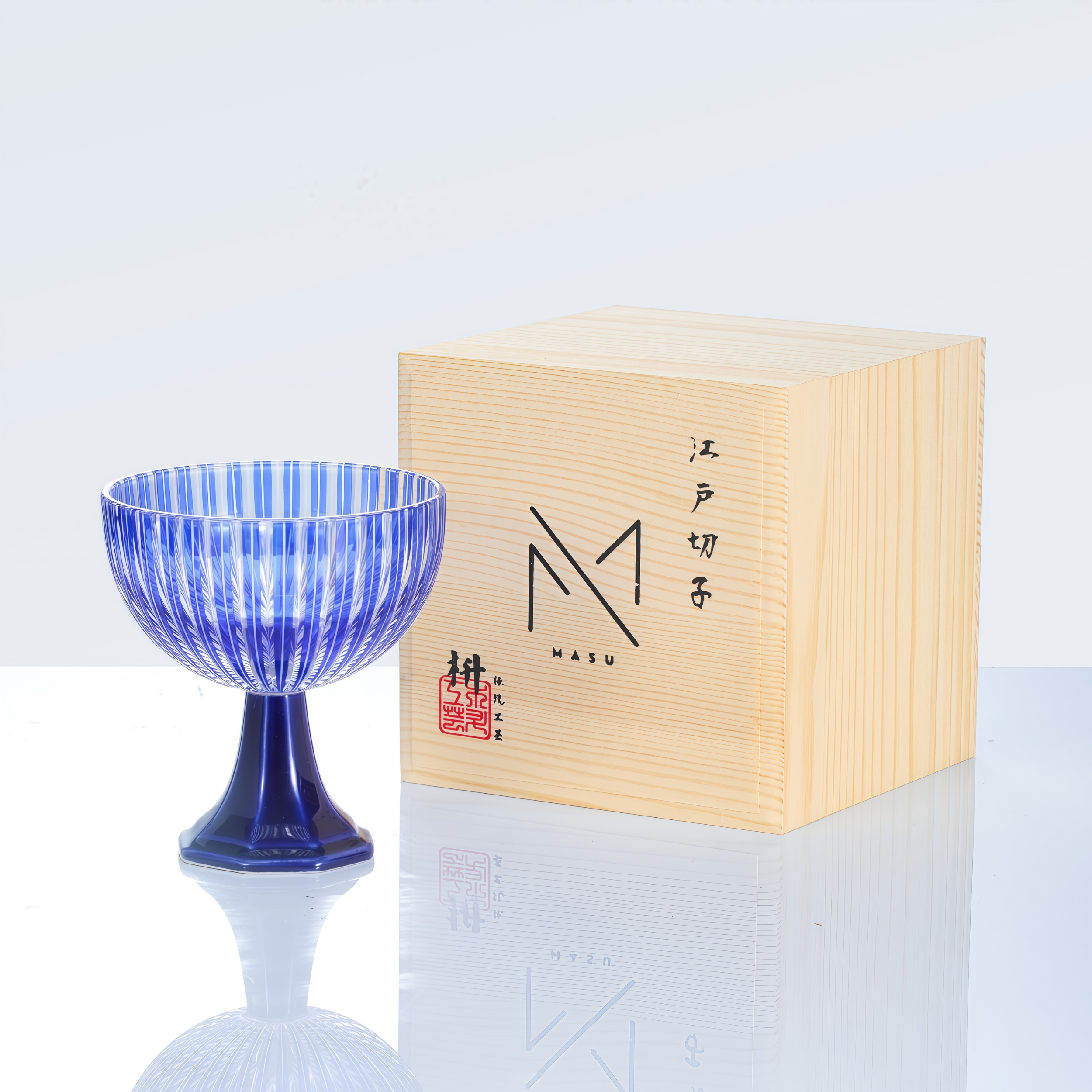 Edo Kiriko Handcrafted Takadai Komon Grand Sake Glass Collection