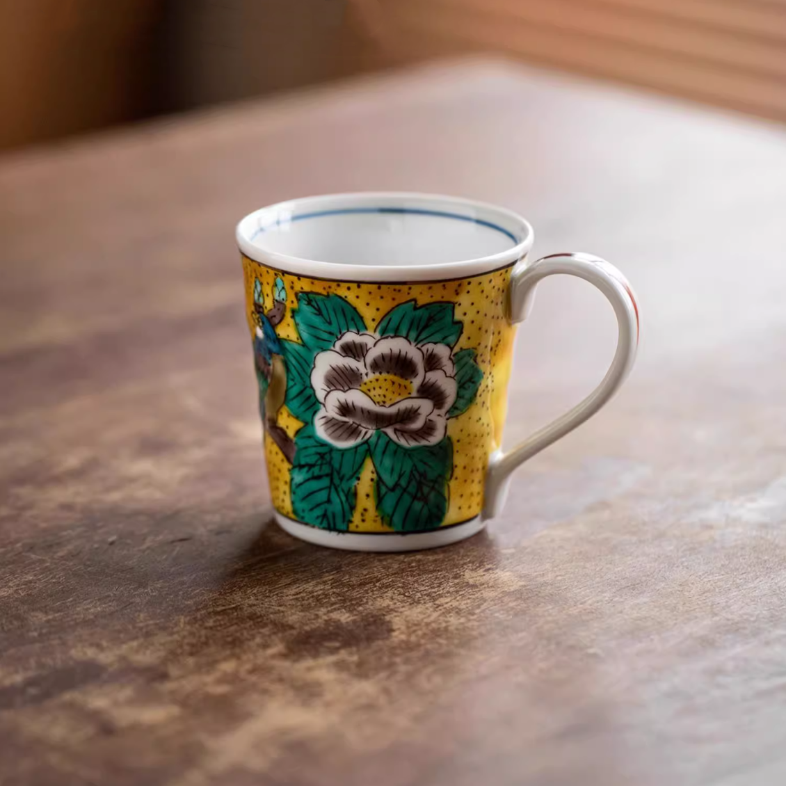 Kutaniyaki Handcrafted Hana Tori Cup Collection