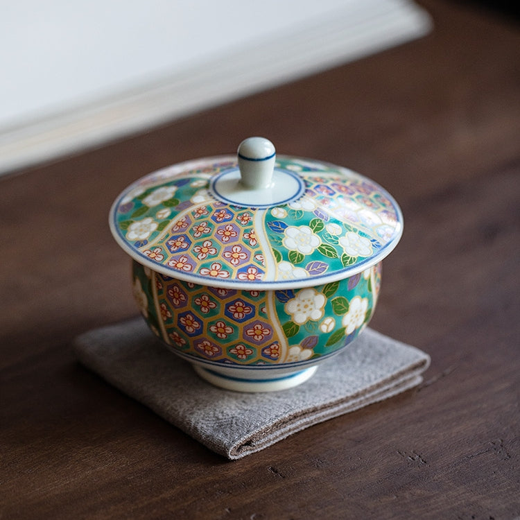 Mino Ware Hana Emaki Lidded Teacup