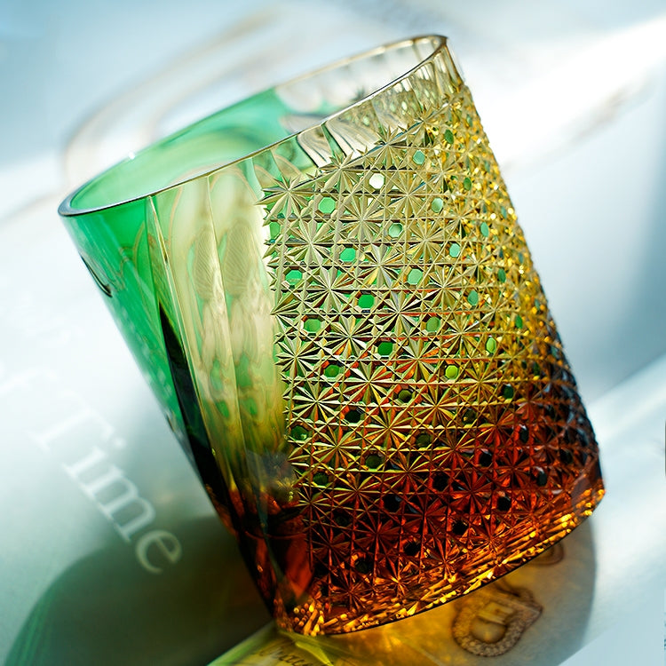 Edo Kiriko Handcrafted Fujin Whisky Glass With Wooden Box