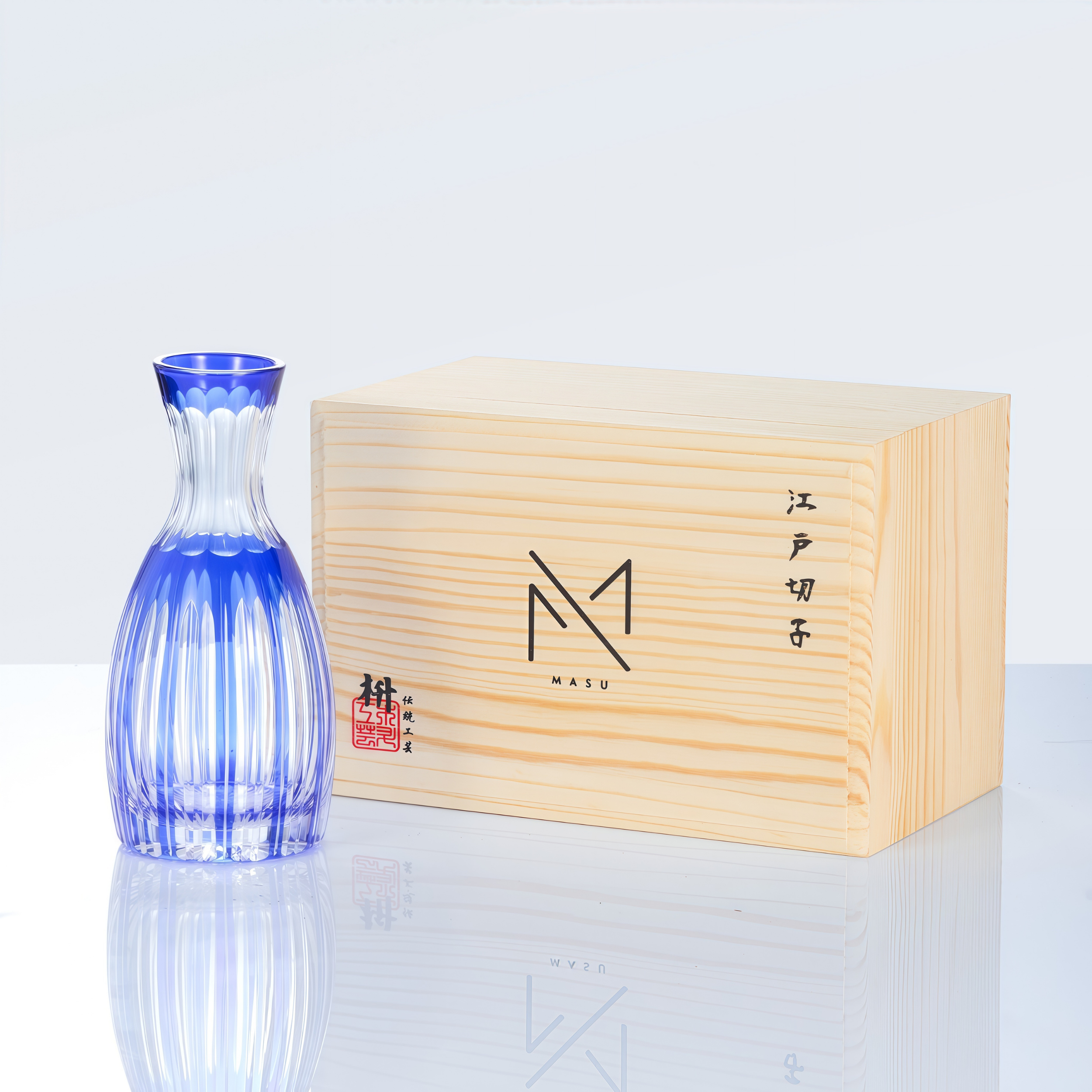 Edo Kiriko Handcrafted Ruri Sake Glass Collection