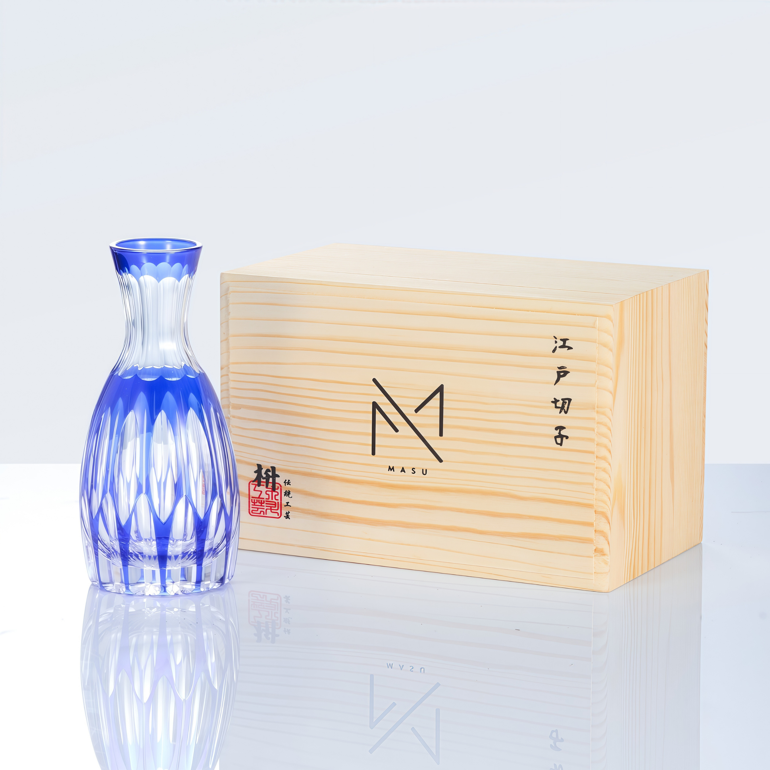 Edo Kiriko Handcrafted Ruri Sake Glass Collection
