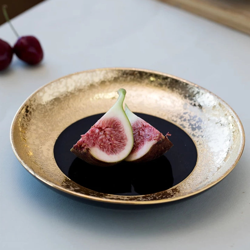 Arita Ware Handcrafted Kinsai Black Gold Coffee Cup/Saucer Set
