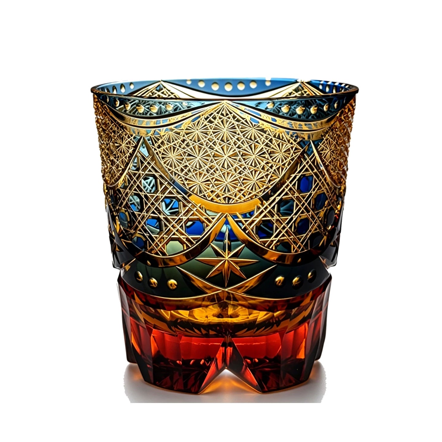 Edo Kiriko Yoru no Tobari Cut Crystal Whisky Glass With Wooden Box