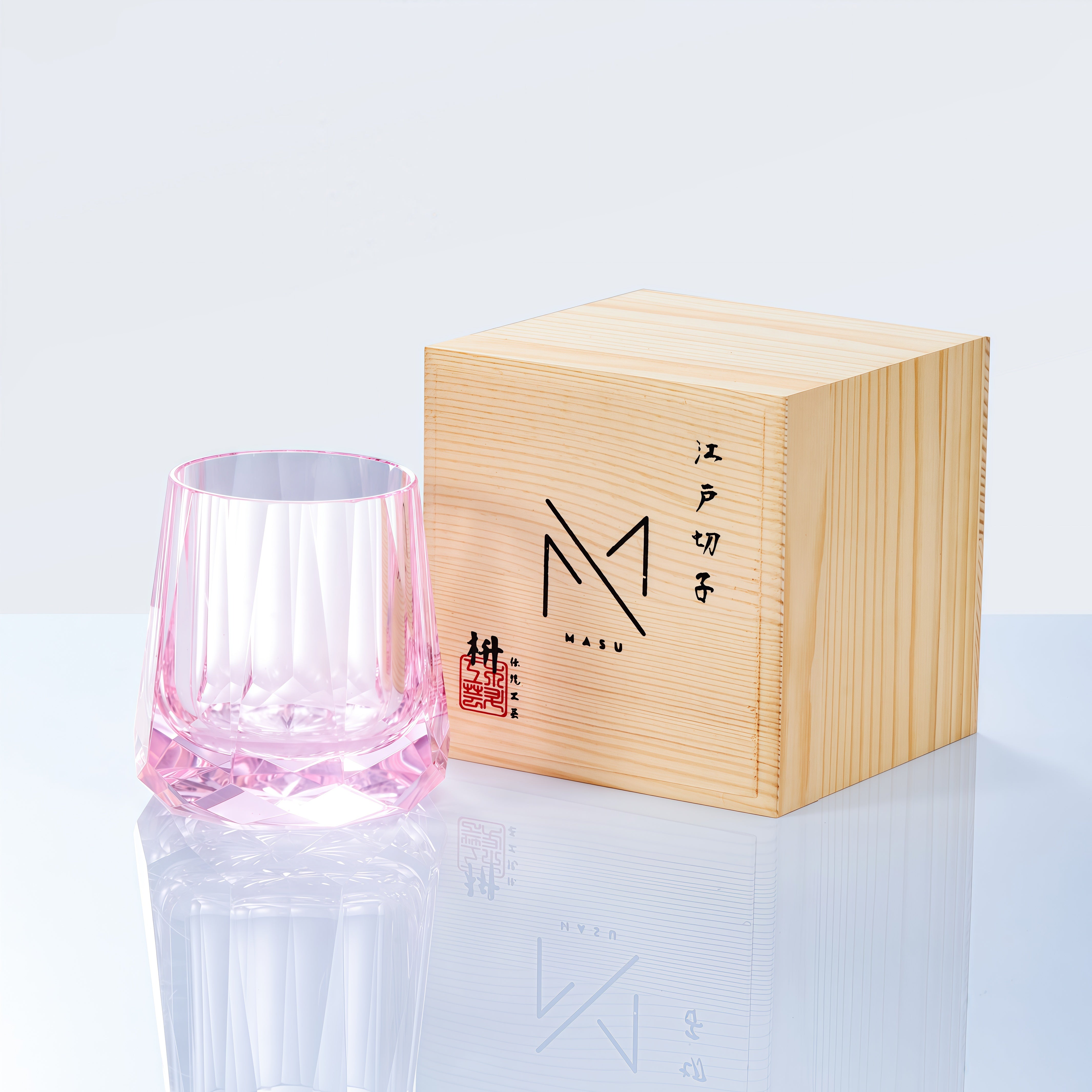 Edo Kiriko Handcrafted Kage Hana Whisky Glass With Wooden Box