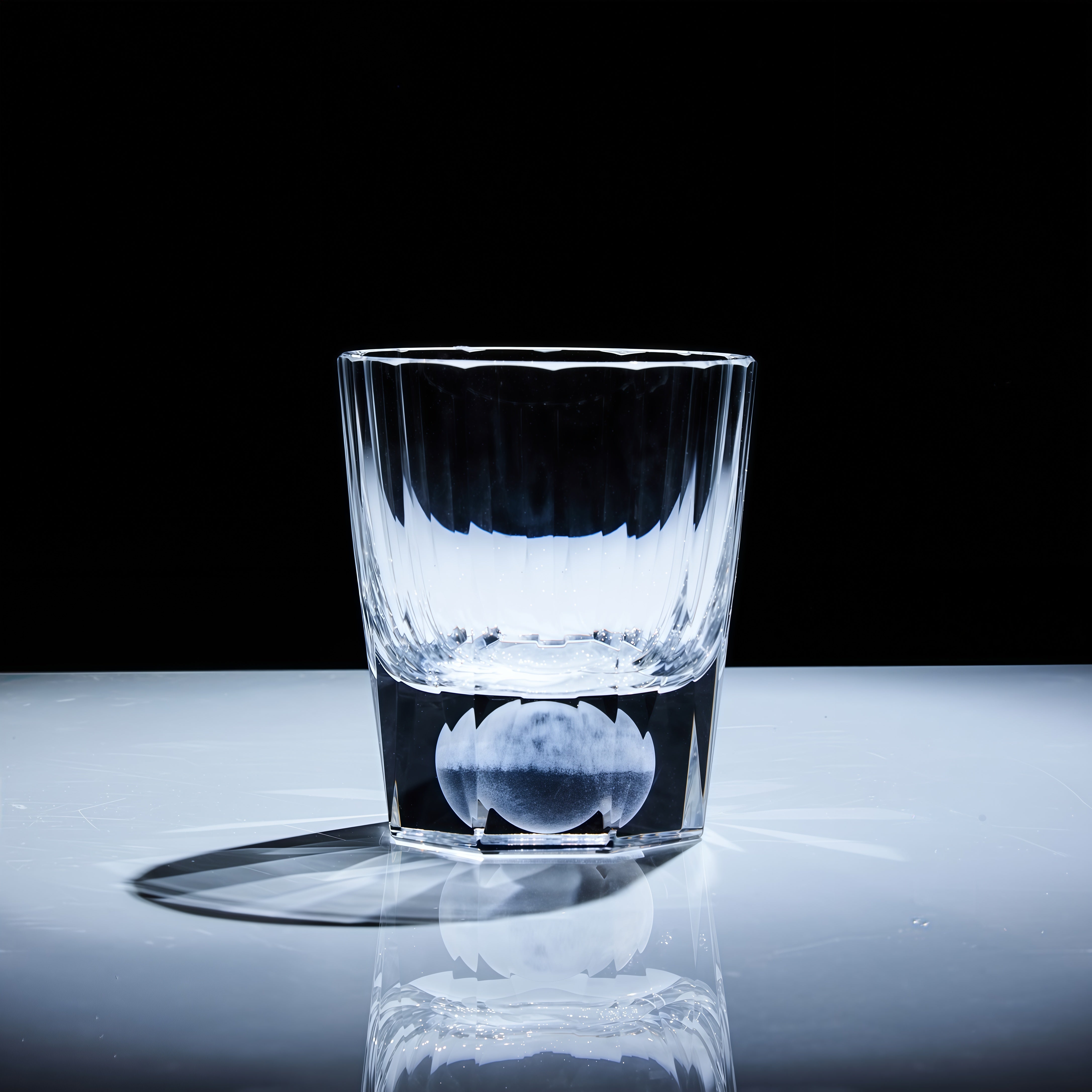 Edo Kiriko Handcrafted Tsukikage Glass With Wooden Box