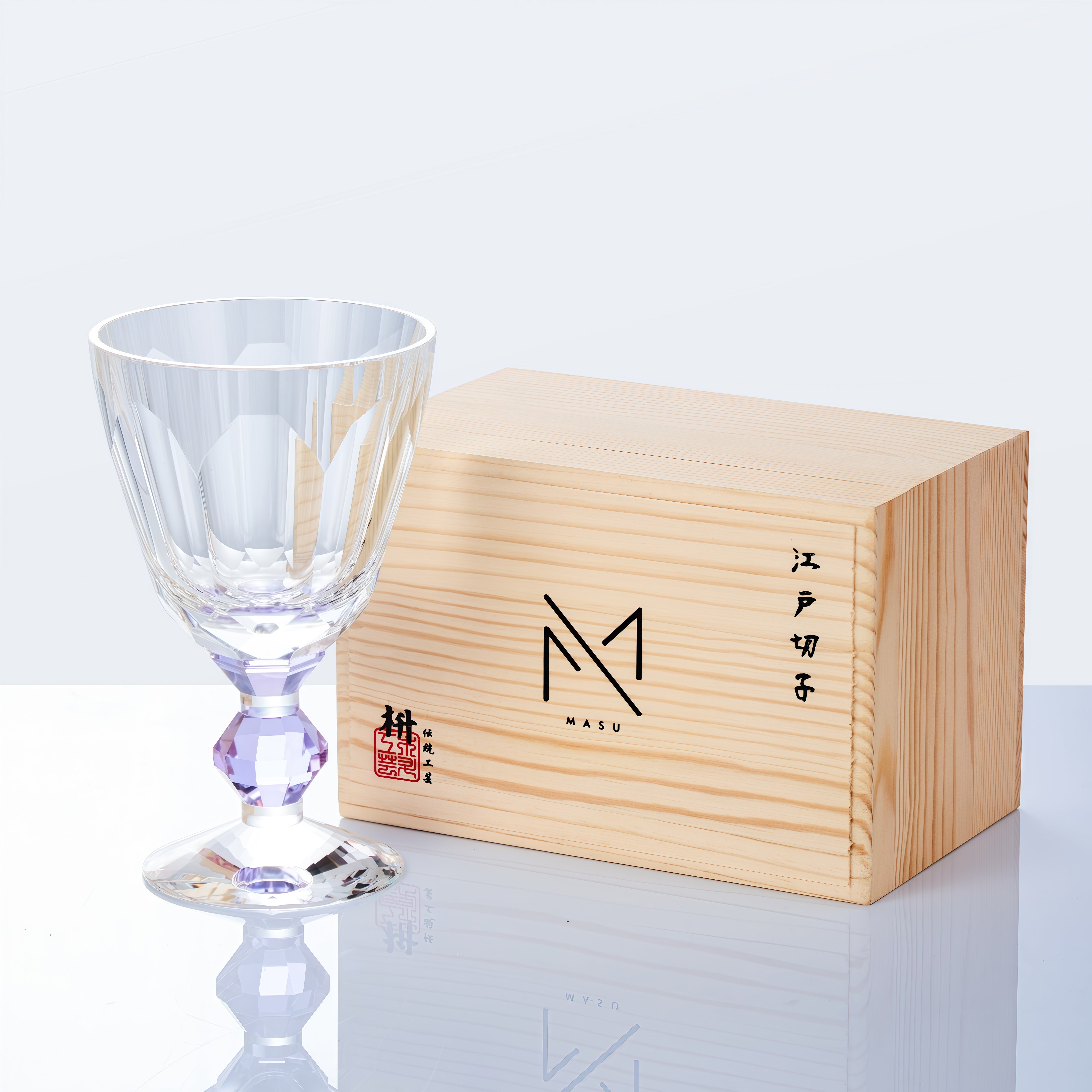 Edo Kiriko Handcrafted Crystal Prism Wine Glass