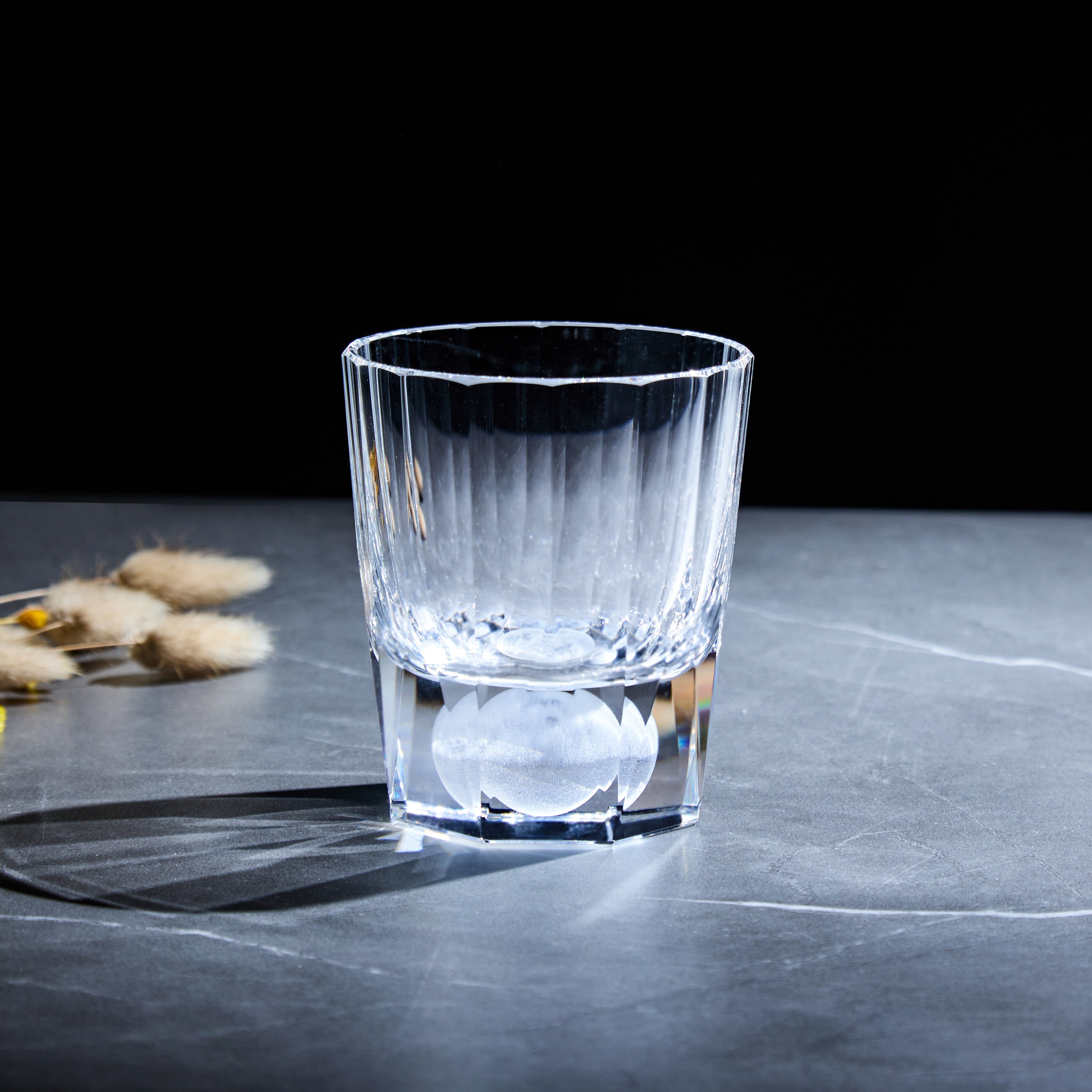 Edo Kiriko Handcrafted Tsukikage Glass With Wooden Box