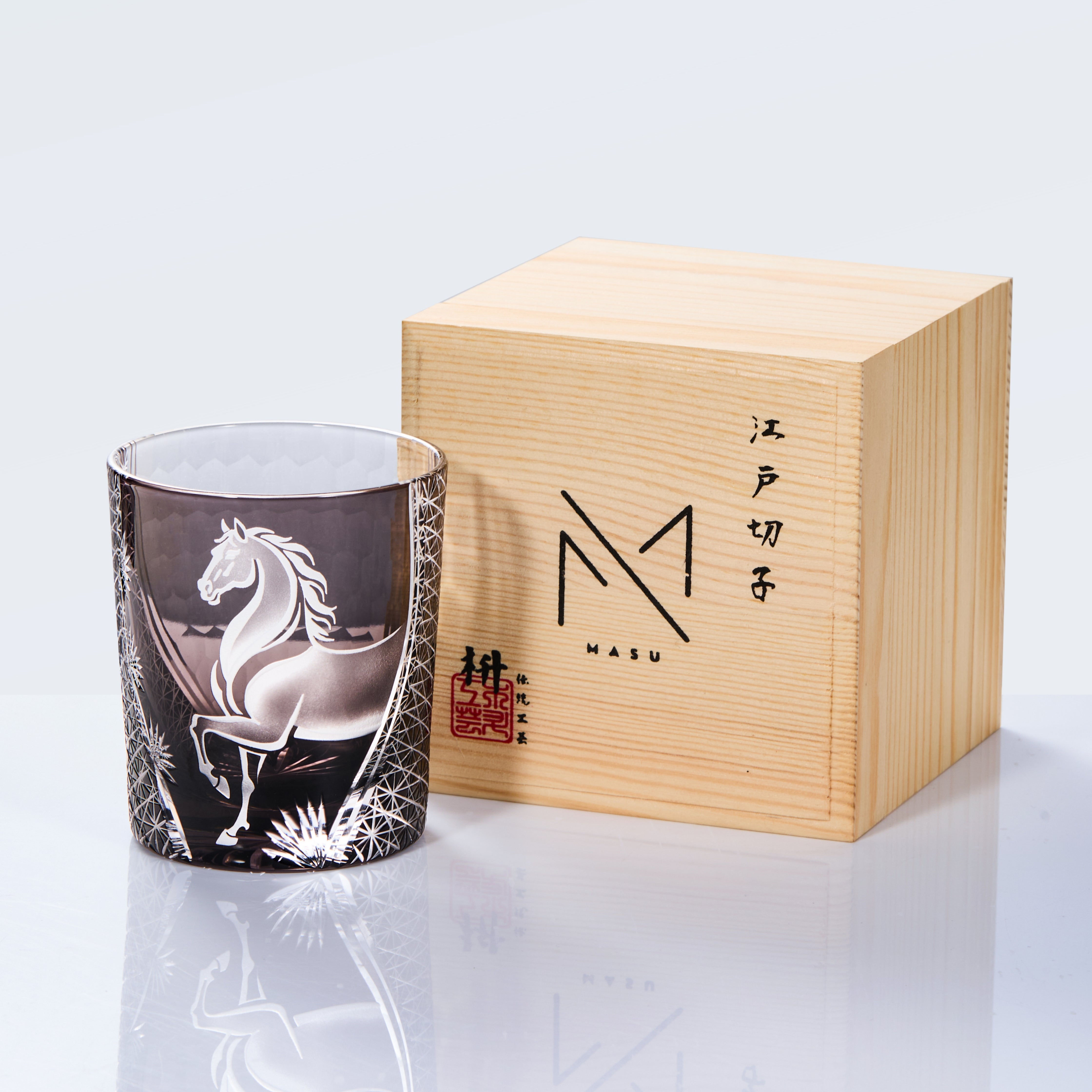 Verre à whisky Meiba en Edo Kiriko avec boîte en bois