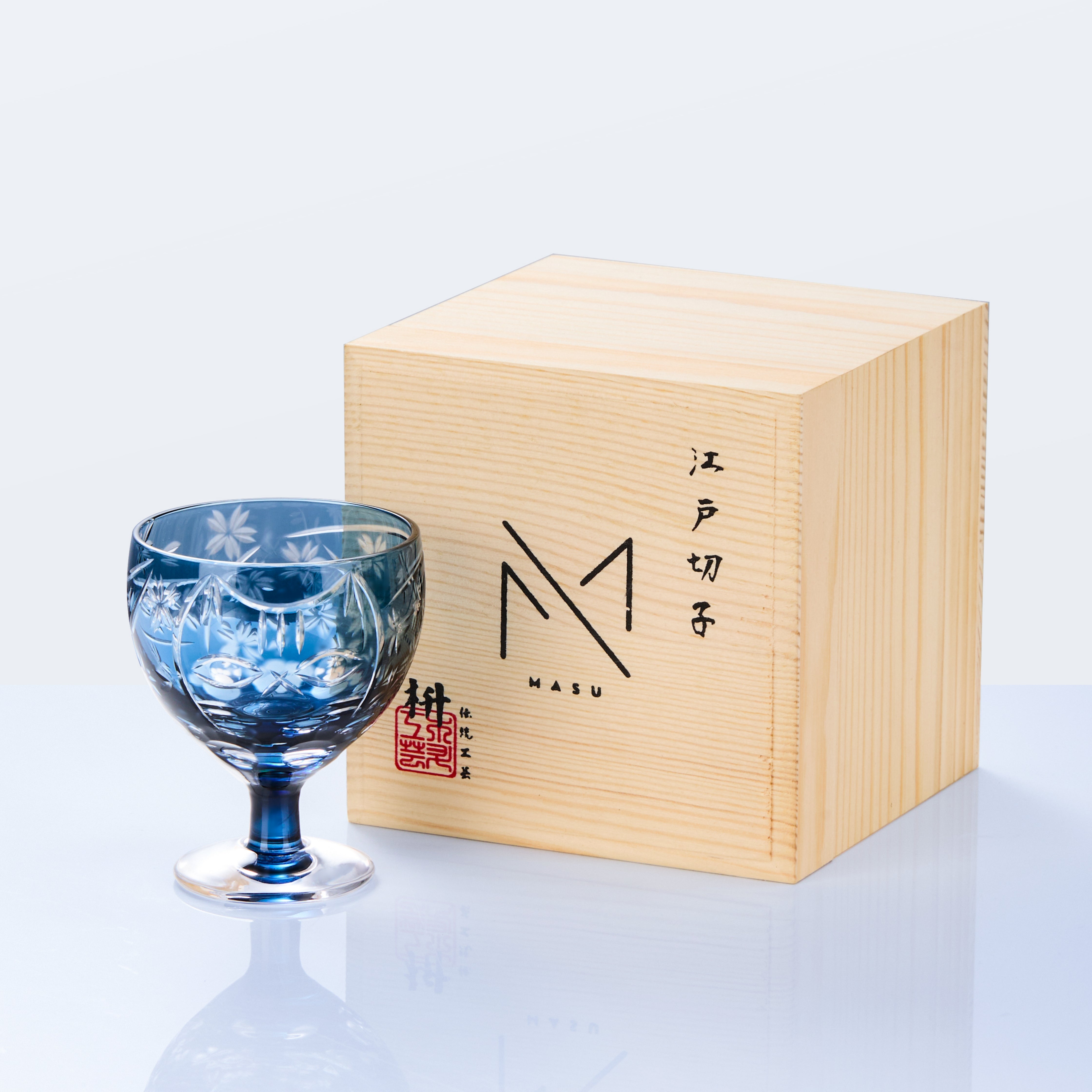 Edo Kiriko Handcrafted Sakura no Kaze Rounded Goblet Glass Collection