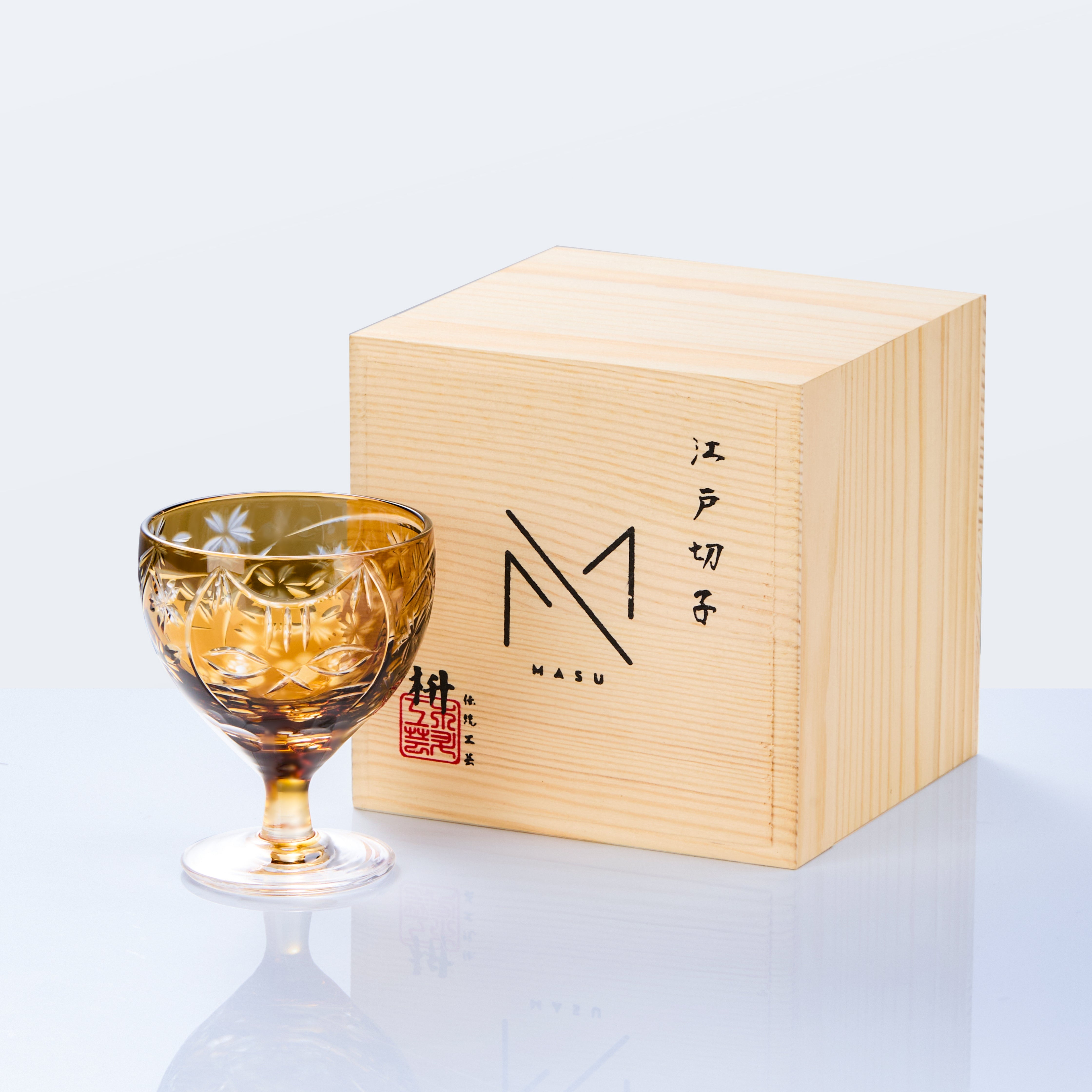 Edo Kiriko Handcrafted Sakura no Kaze Rounded Goblet Glass Collection