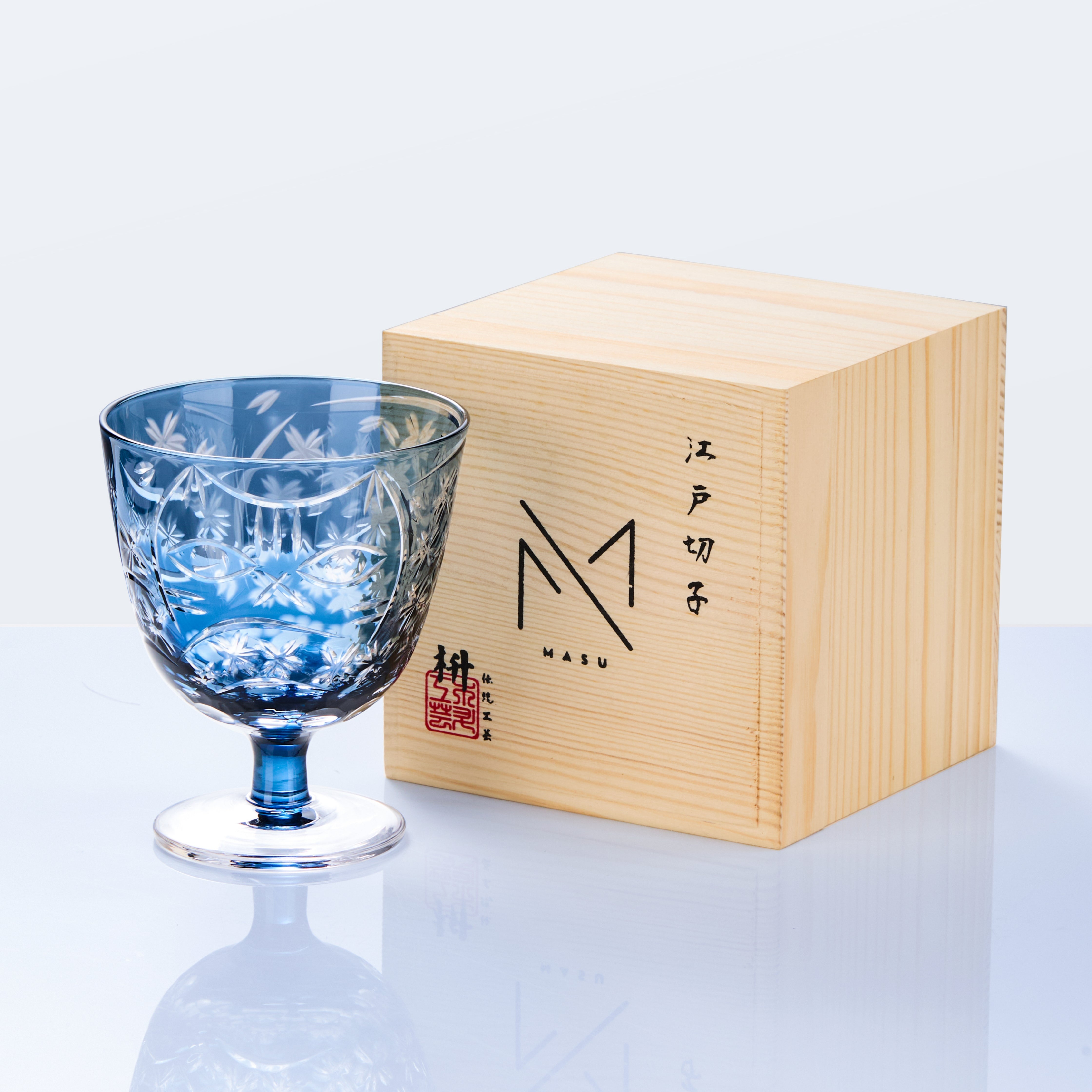 Edo Kiriko Handcrafted Sakura Nami Slim Goblet Glass Collection