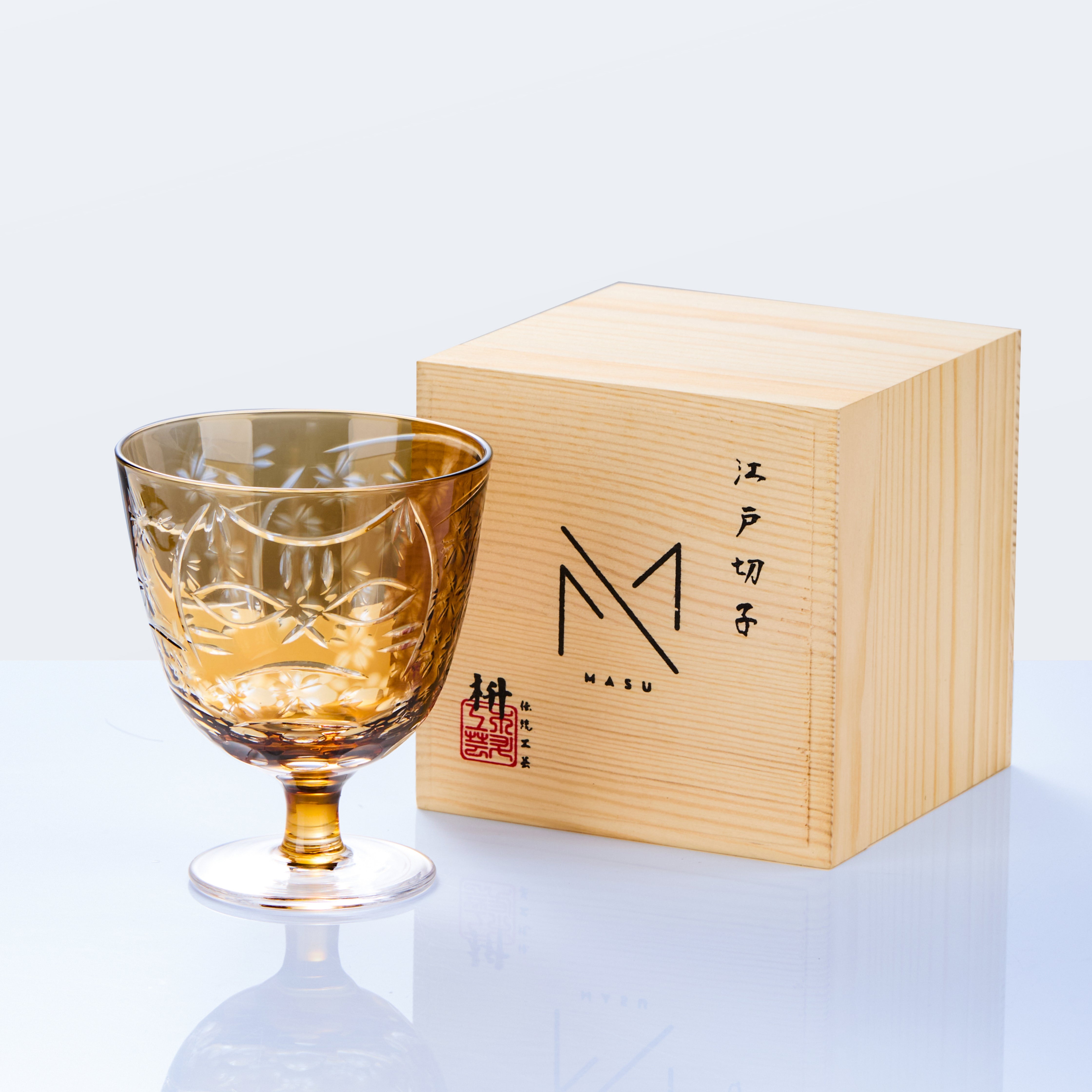 Edo Kiriko Handcrafted Sakura Nami Slim Goblet Glass Collection