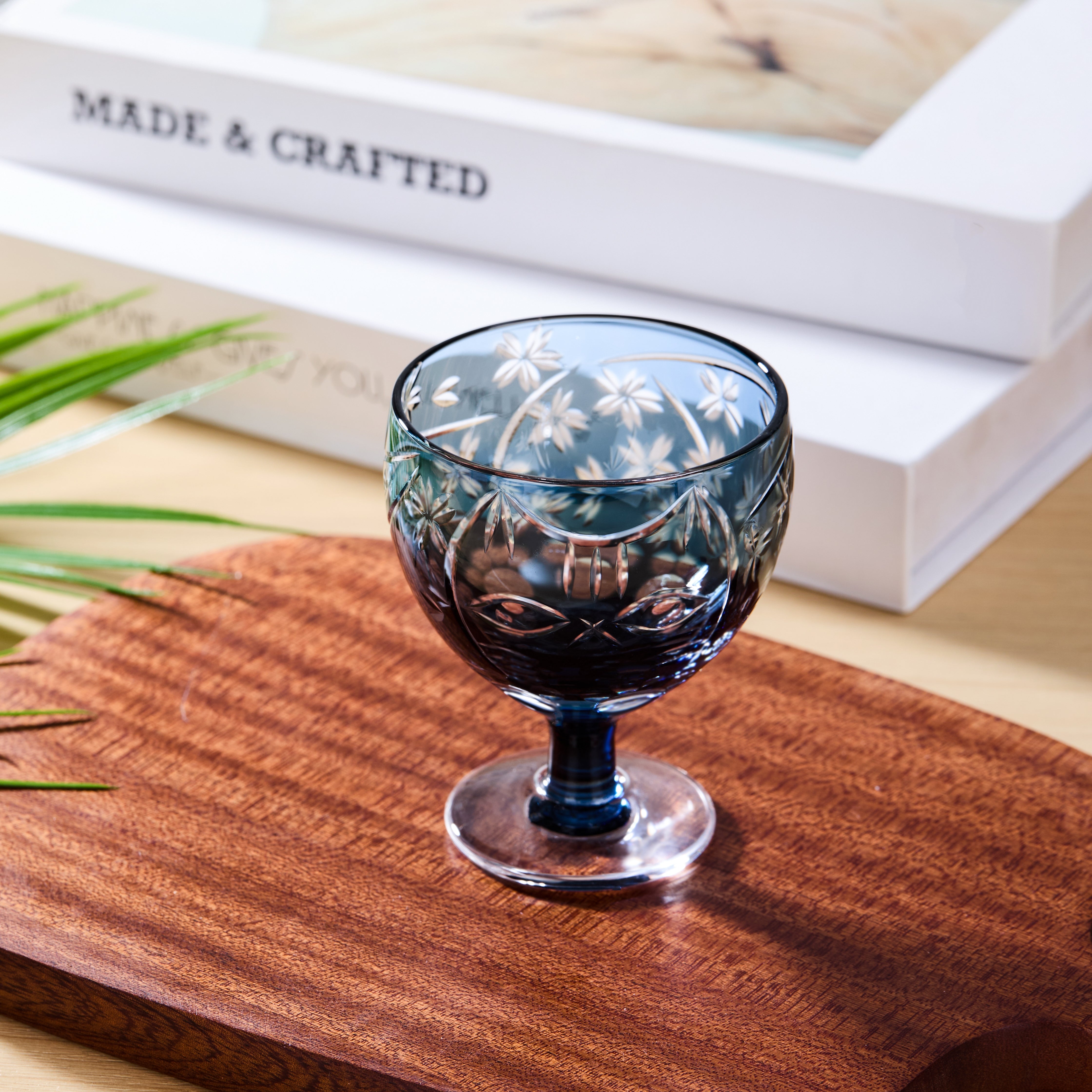 Edo Kiriko Handcrafted Sakura no Kaze Rounded Goblet Glass Collection