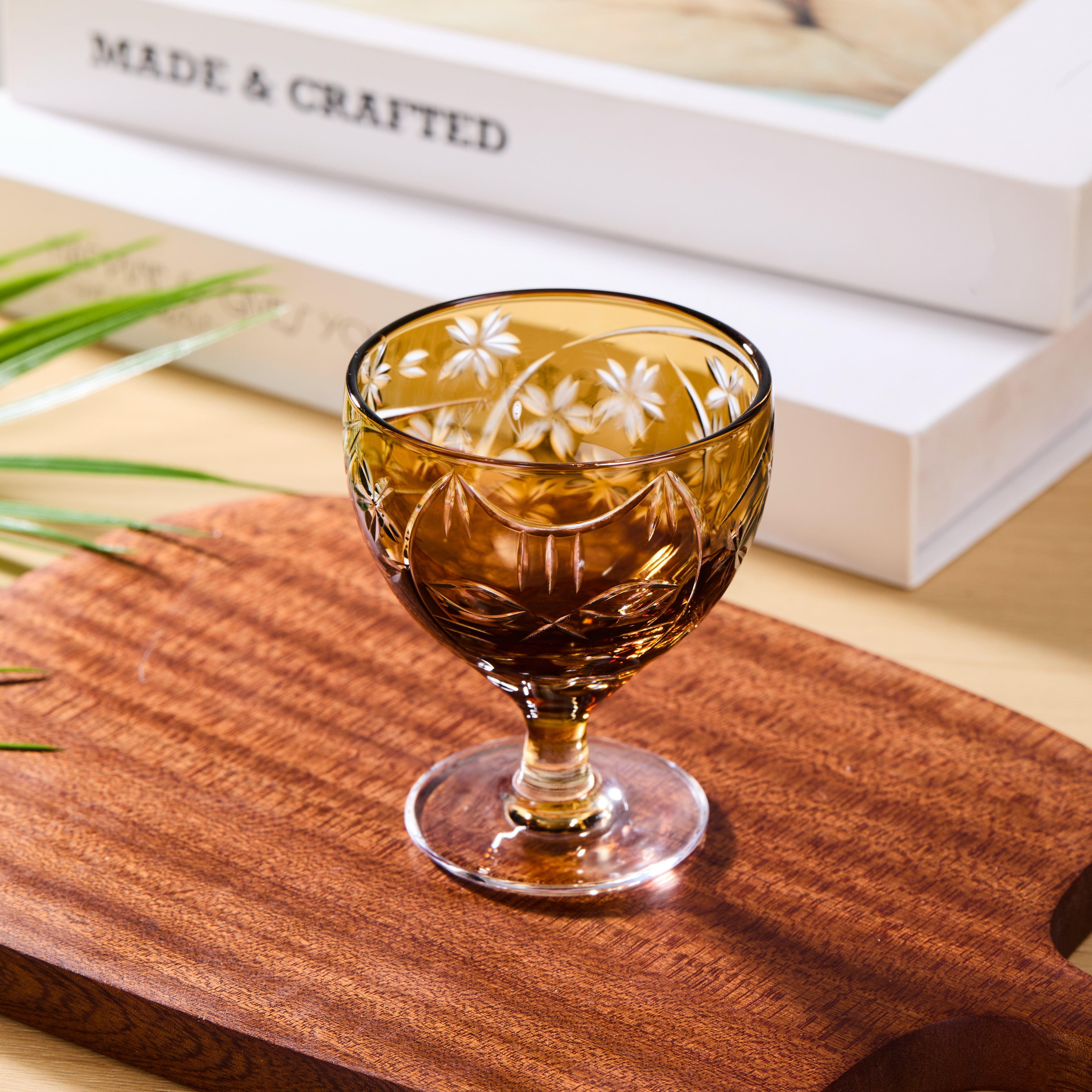 Edo Kiriko Handcrafted Sakura no Kaze Rounded Goblet Glass Collection