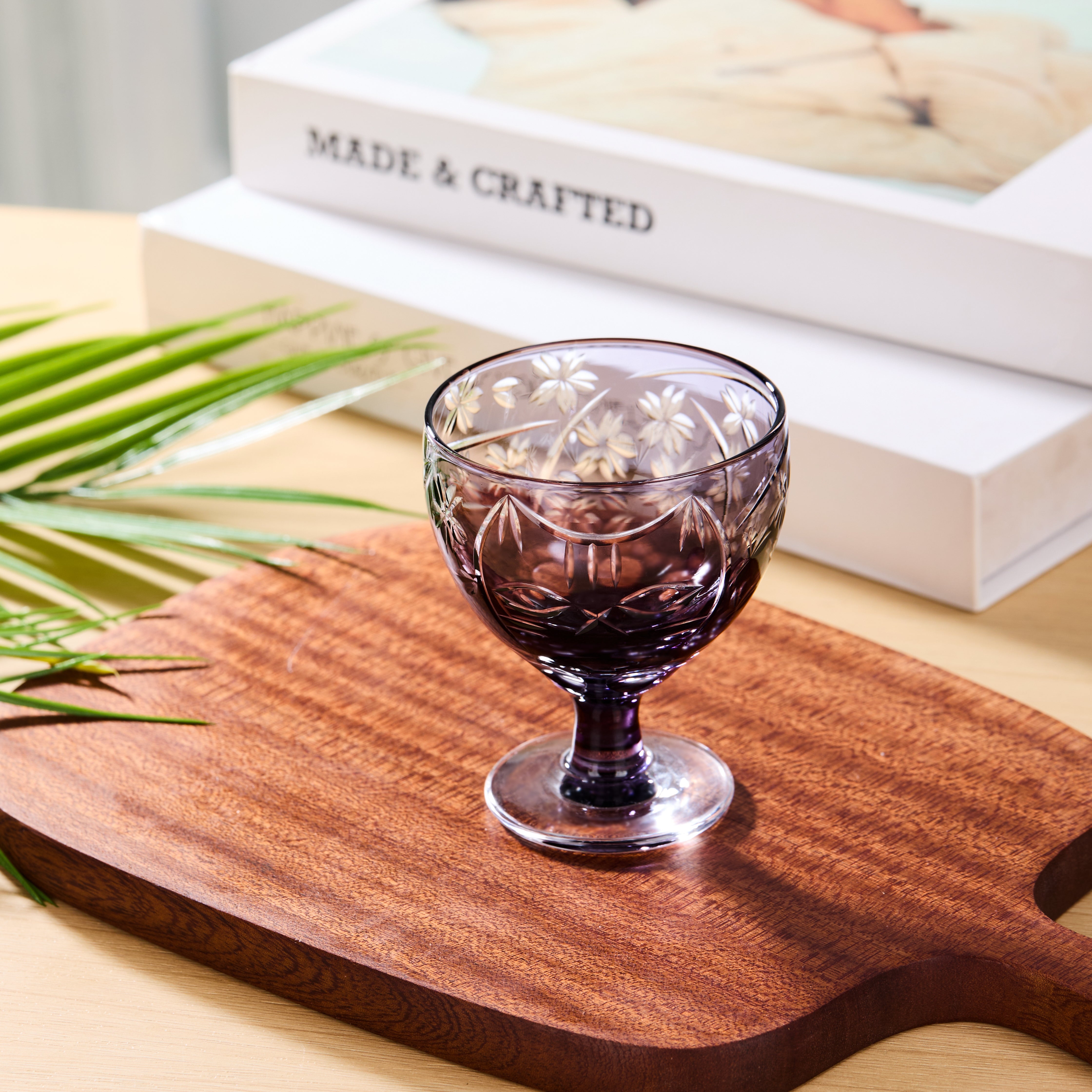 Edo Kiriko Handcrafted Sakura no Kaze Rounded Goblet Glass Collection