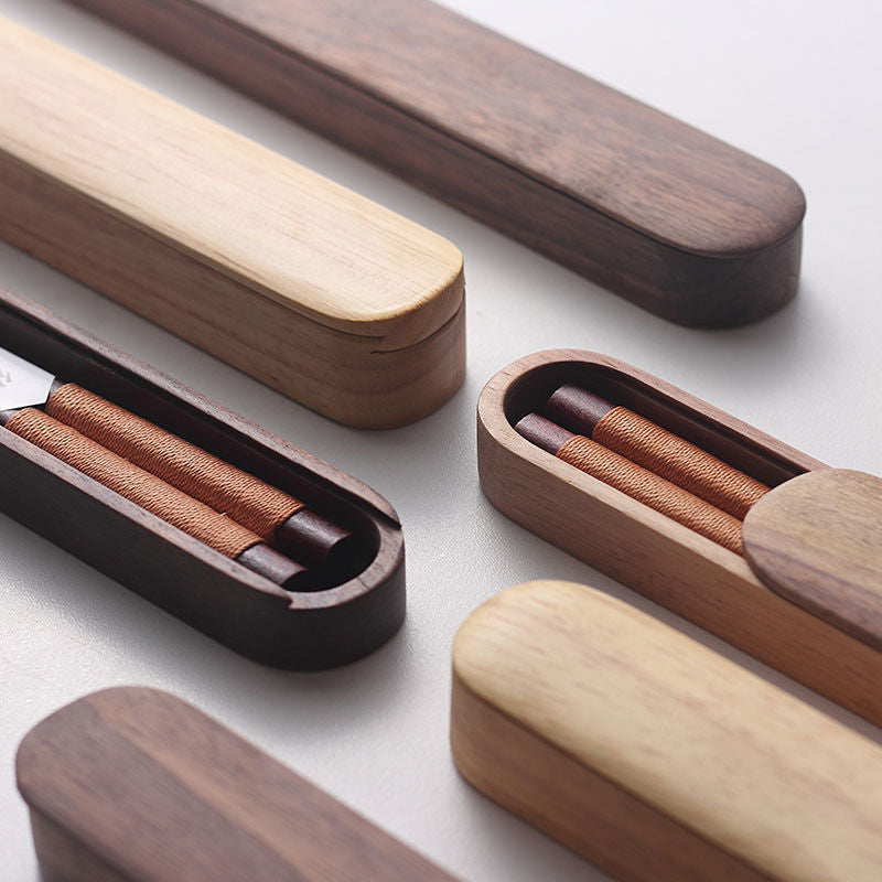 MASU Black Walnut Chopsticks with Decorative Thread in Wooden Box - MASU