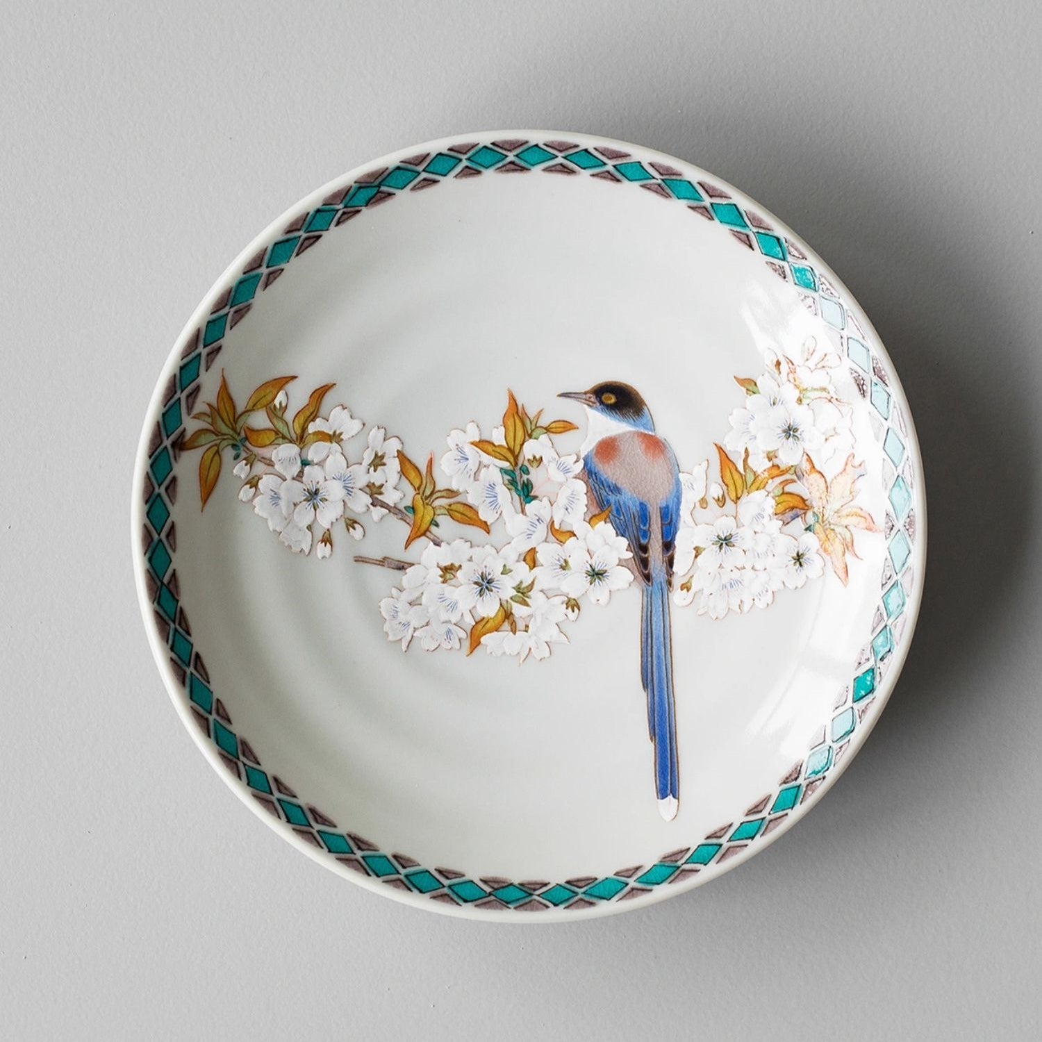 Kutaniyaki Sakurabana Hibari Ceramic Plate Set of Five