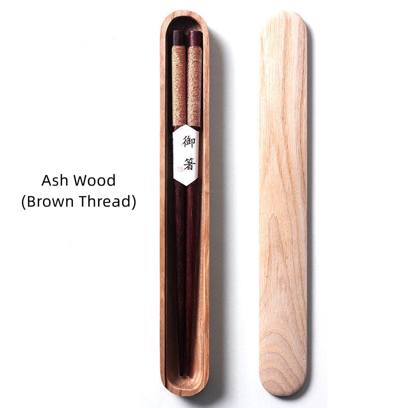 MASU Black Walnut Chopsticks with Decorative Thread in Wooden Box - MASU