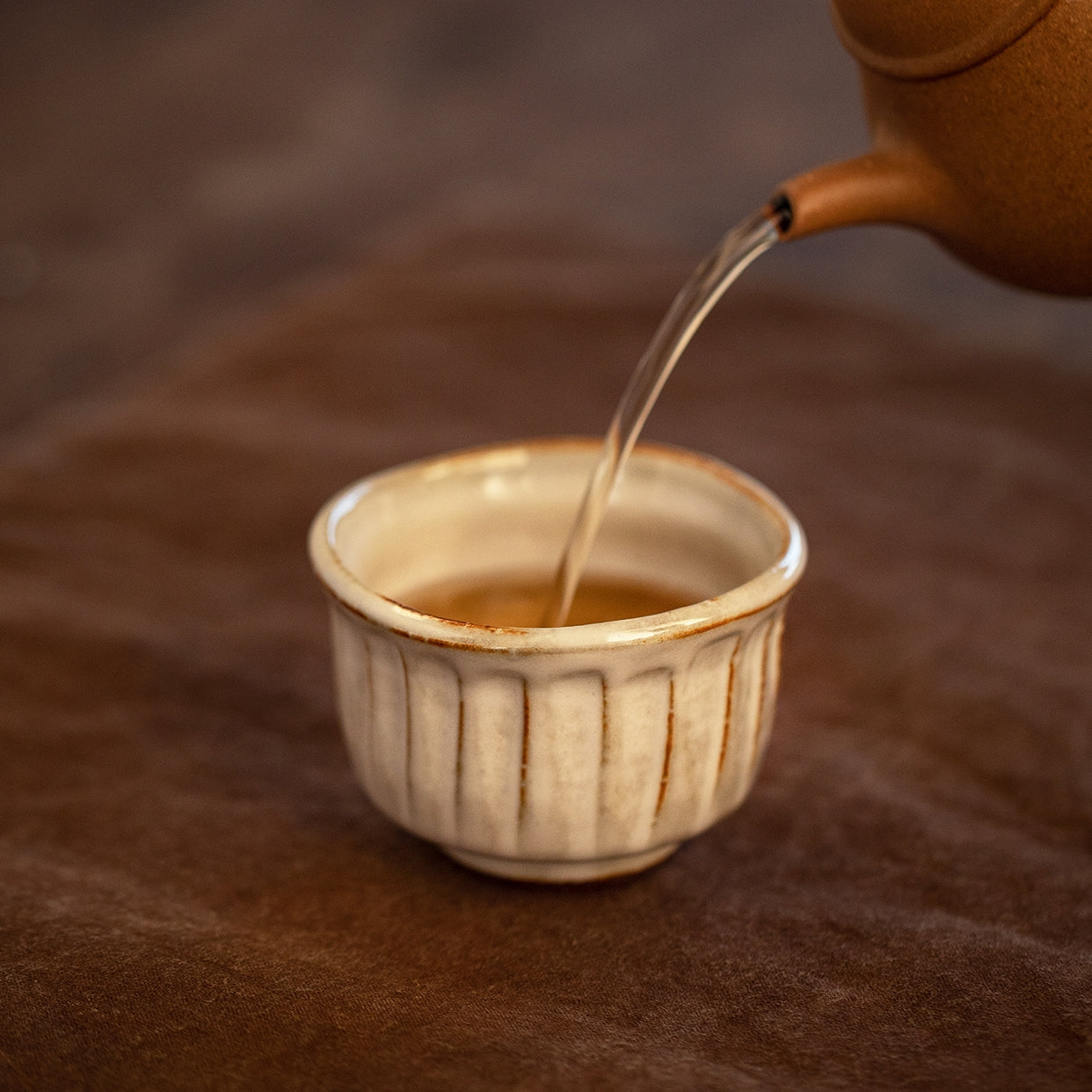 Hatsuichi Mino Ware Handcrafted Haru-no-Sato Ceramic Tea Cups Set Of Five