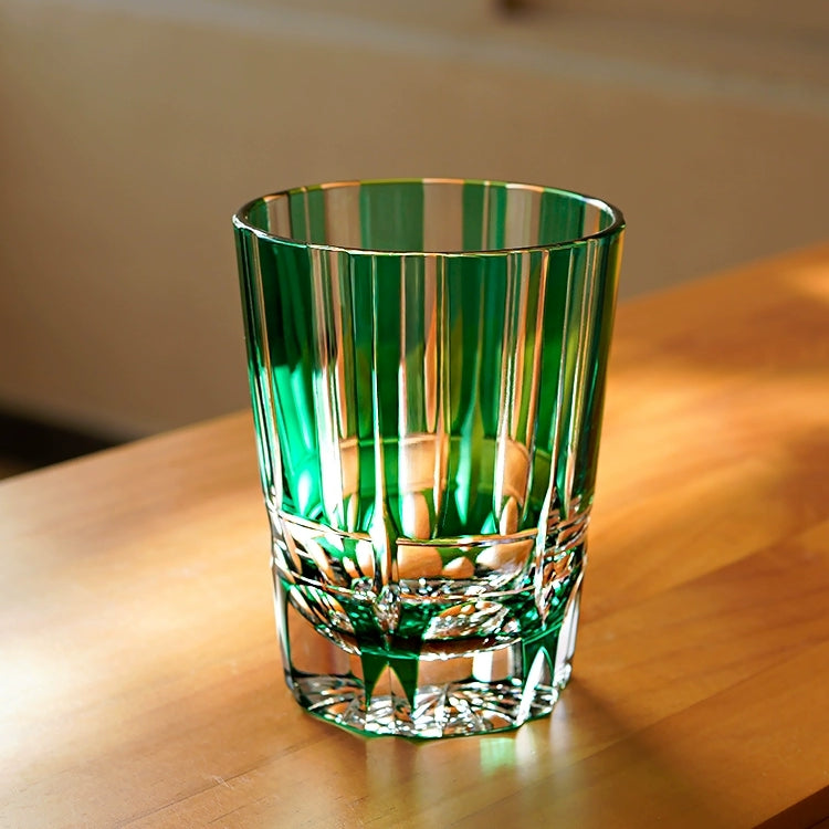 Edo Kiriko Handcrafted Bamboo Feast Whisky Glass With Wooden Box