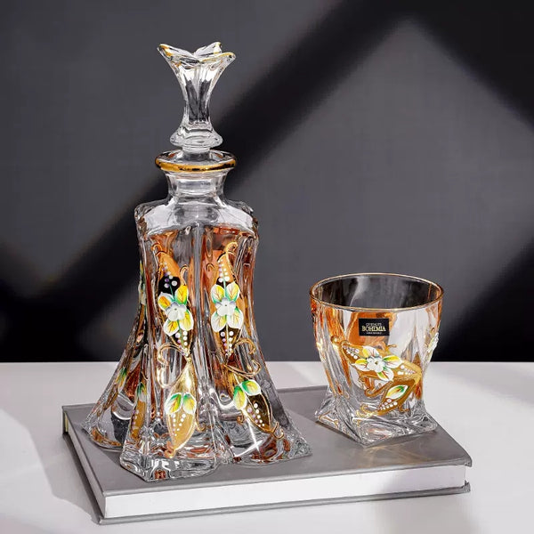 Bohemia Crystalite Butterfly Whiskey Decanter Set