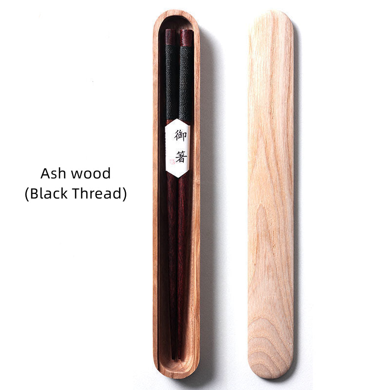 MASU Black Walnut Chopsticks with Decorative Thread in Wooden Box - MASU