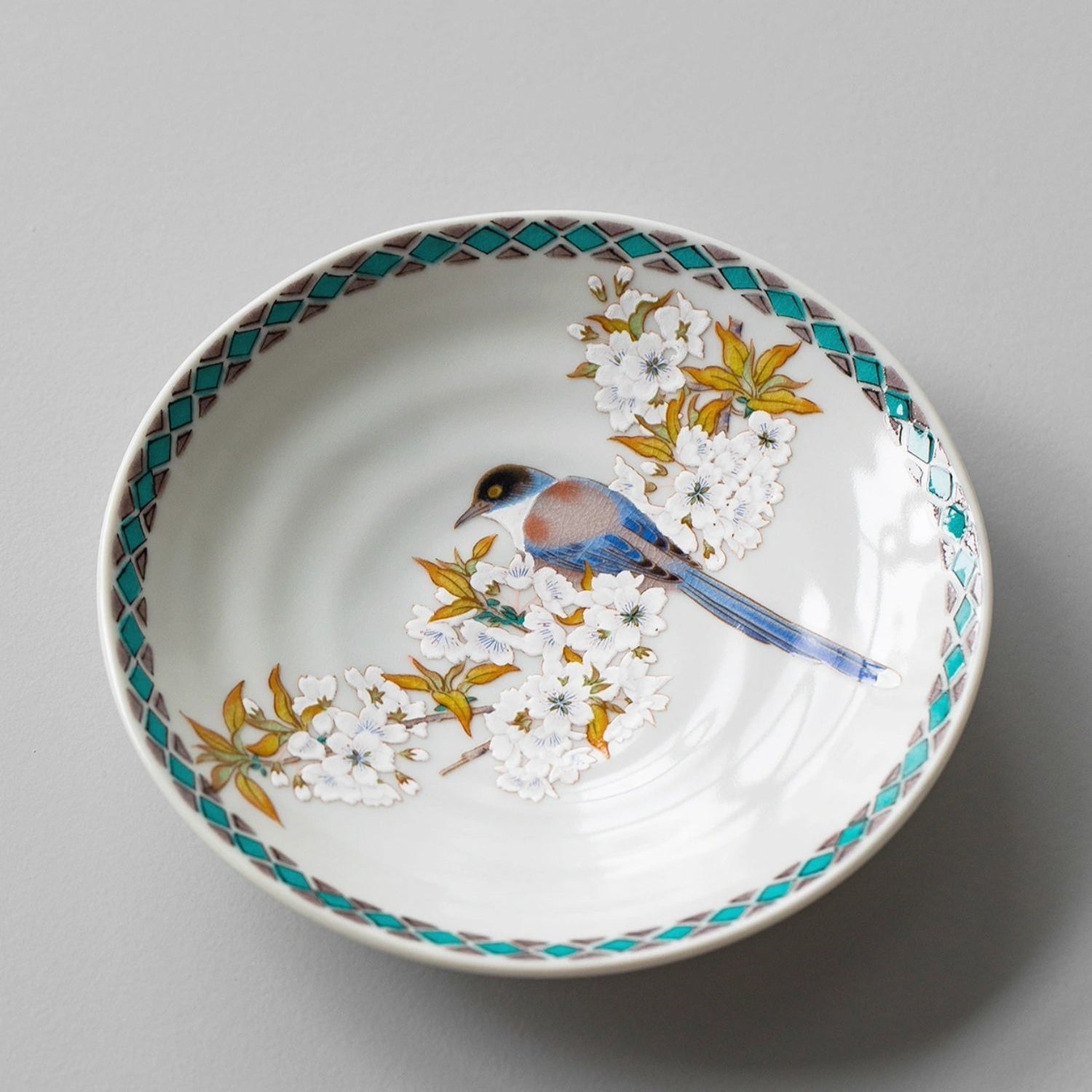 Kutaniyaki Sakurabana Hibari Ceramic Plate Set of Five