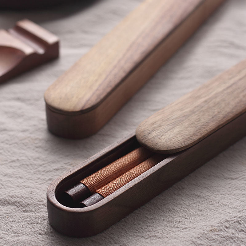 MASU Black Walnut Chopsticks with Decorative Thread in Wooden Box - MASU