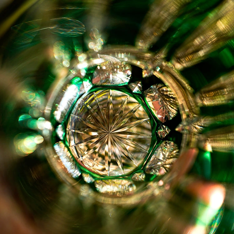 Edo Kiriko Handcrafted Bamboo Feast Whisky Glass With Wooden Box