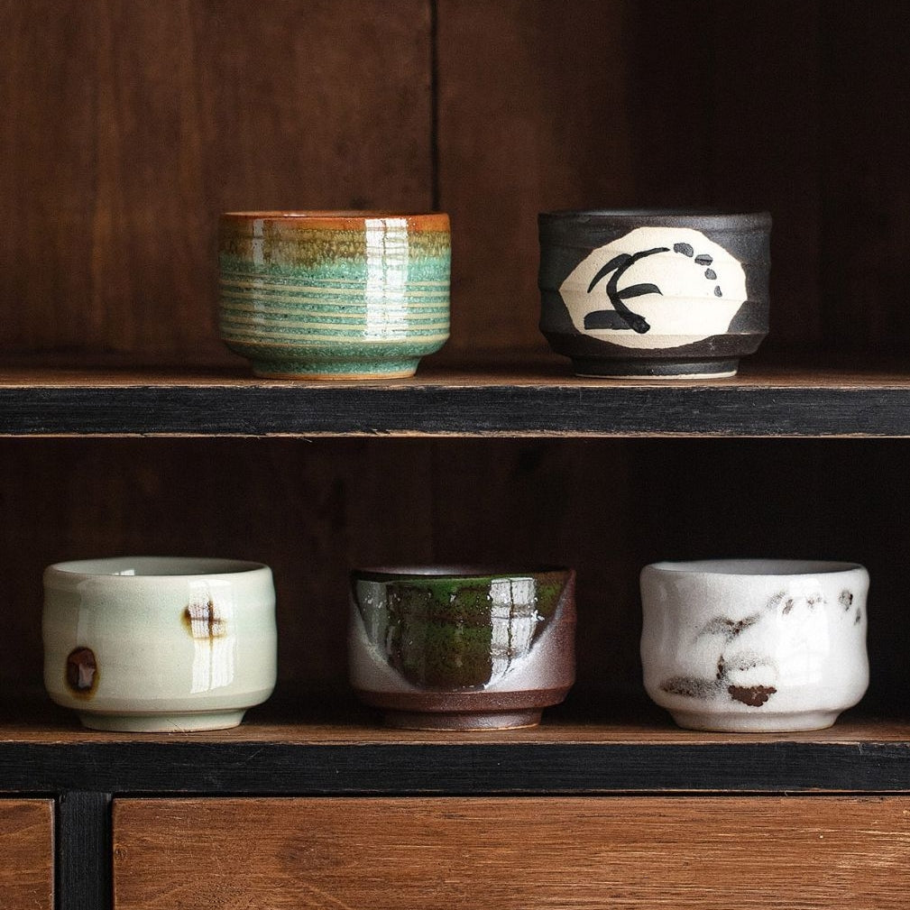 Hatsuichi Mino Ware Handcrafted Yuugiri Ceramic Tea Cups Set