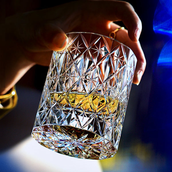Edo Kiriko Handcrafted Celestial Whiskey Glass With Wooden Box