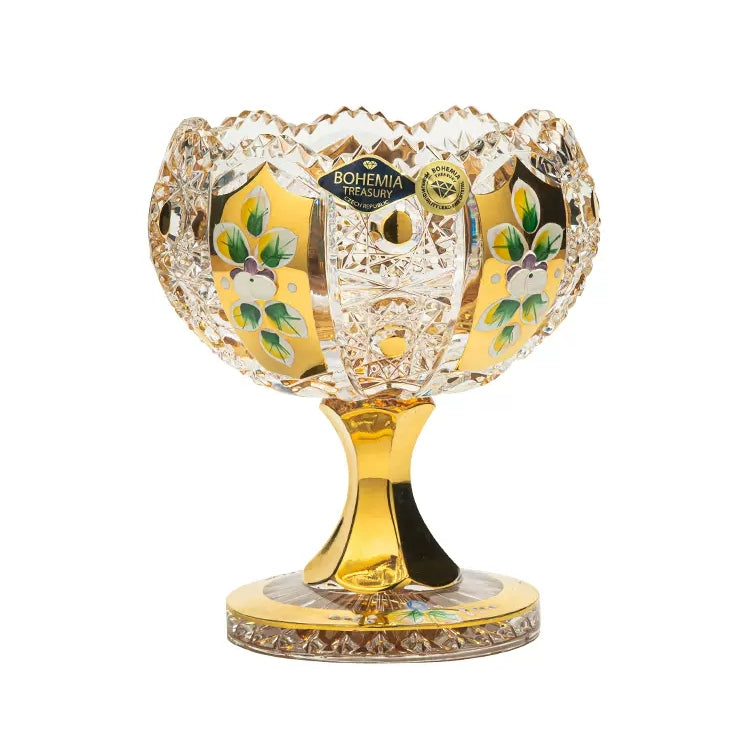 Bohemian Enamel & Gold Handcrafted Crystal Candy Bowl