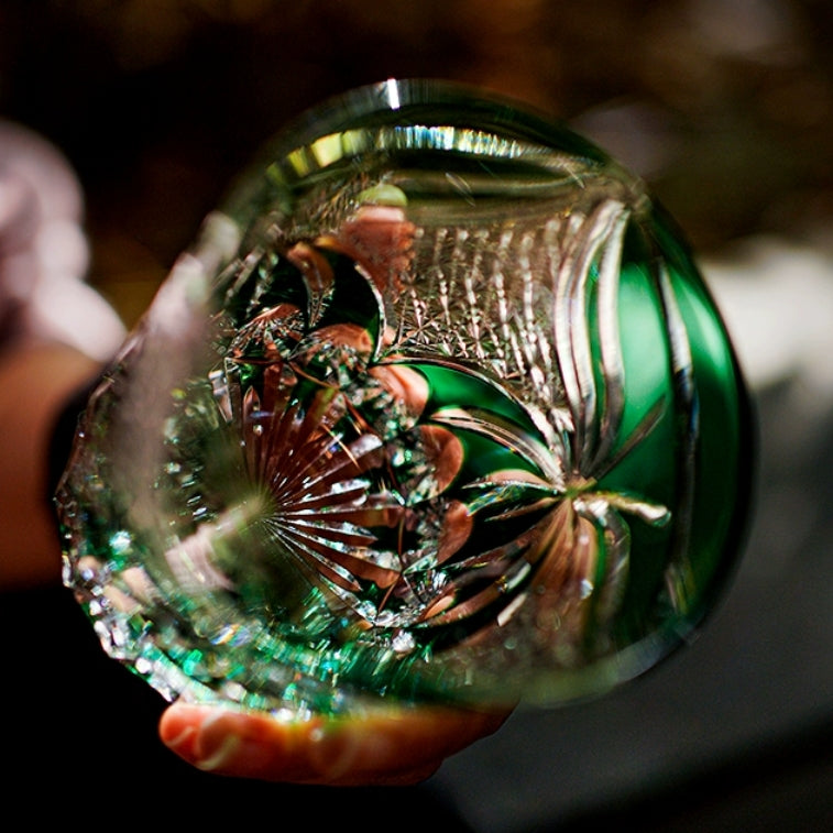 Edo Kiriko Handcrafted Lepidoptera Whisky Glass With Wooden Box