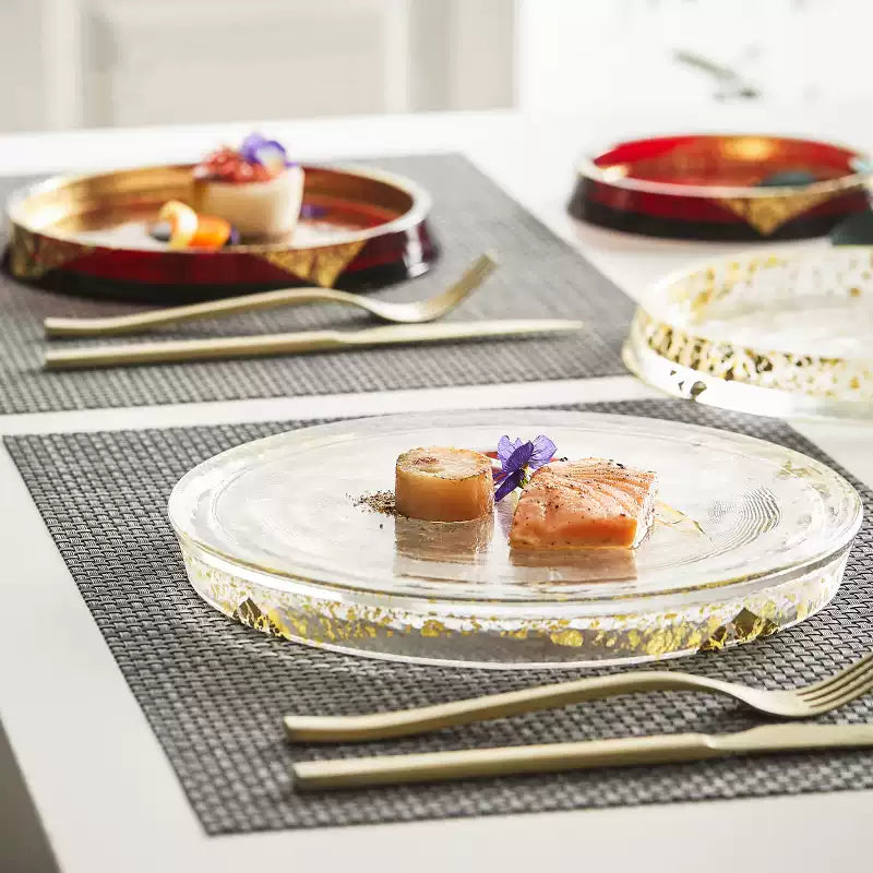 Toyo-Sasaki Handcrafted Gold Leaf Glass Plate Collection