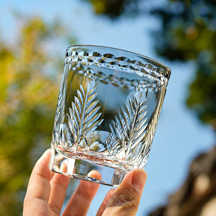 Edo Kiriko Handcrafted Avaire Plum Artistry Whisky Glass With Wooden Box