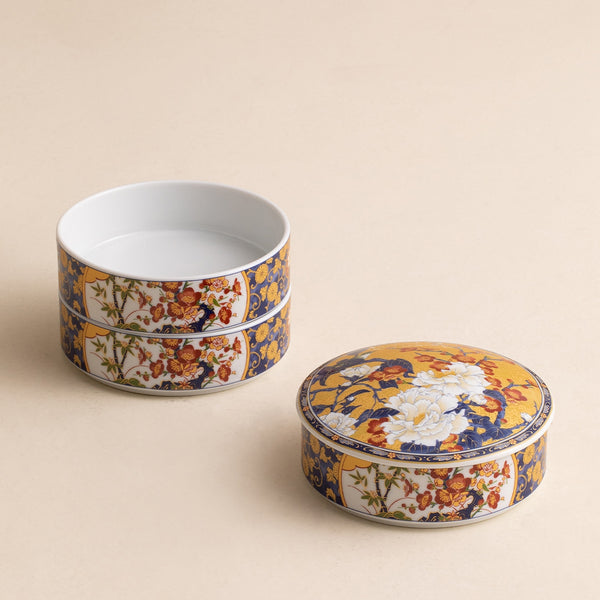 Japanese Handcrafted Hasami Ceramic Tiered Jubako Box