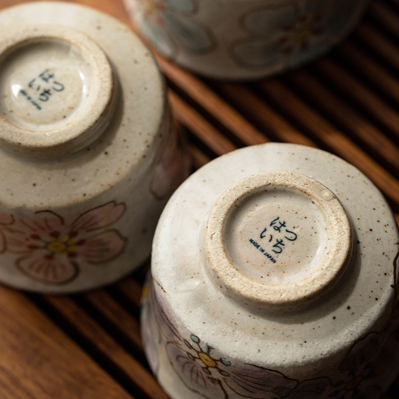 Hatsuichi Mino Ware Hana Nagare Handcrafted Tea Cup Set of Five