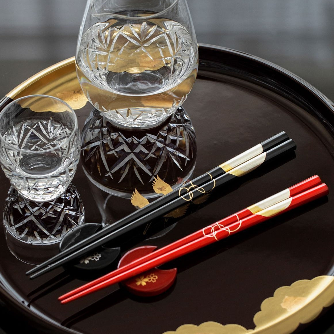ISSOU Moon and Blossom Japanese Handcrafted Wooden Chopsticks Wedding Gift Set