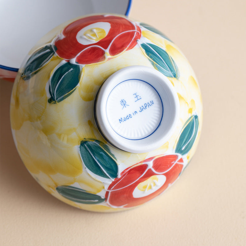 Hatsuichi Mino Ware Handcrafted Floral Bowl Set of Five