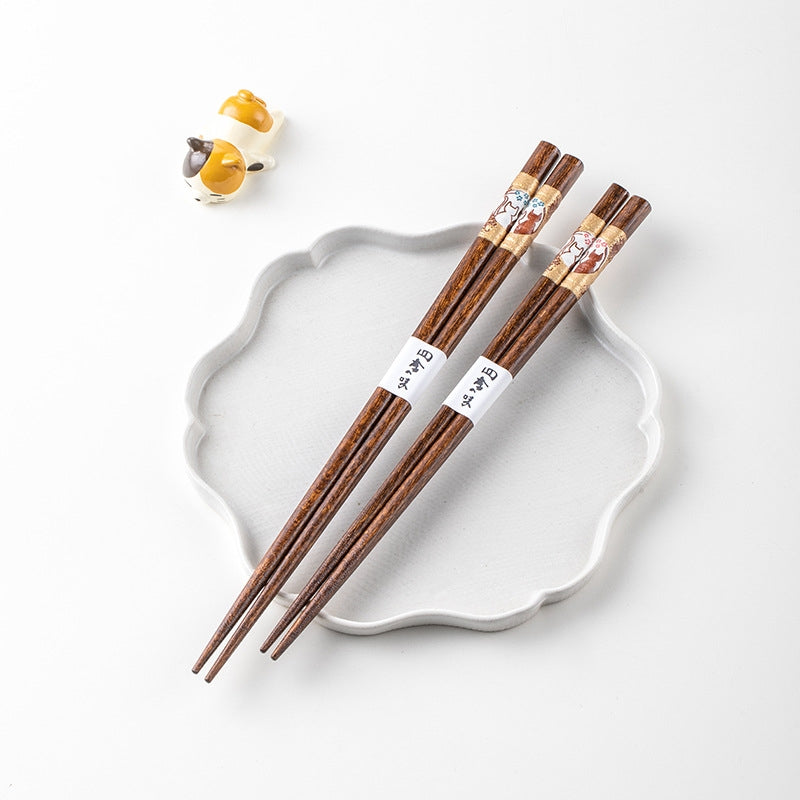 Sakura Neko Couple Wooden Chopsticks