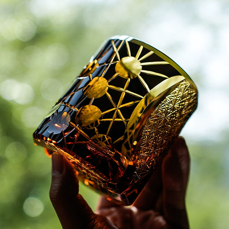 Edo Kiriko Handcrafted Night Jewel Whisky Glass With Wooden Box