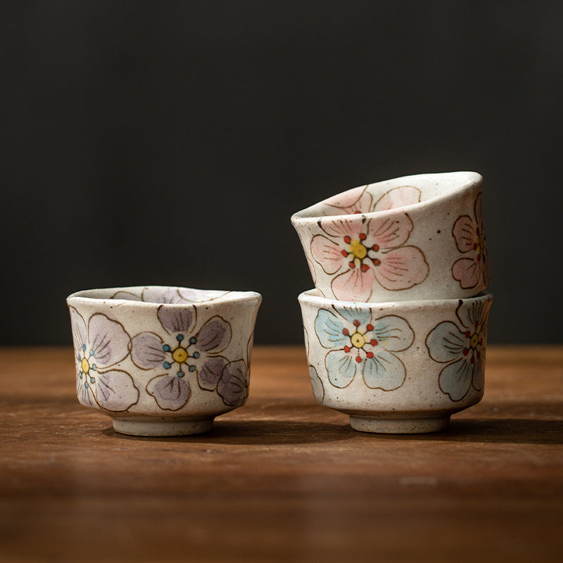 Hatsuichi Mino Ware Hana Nagare Handcrafted Tea Cup Set of Five