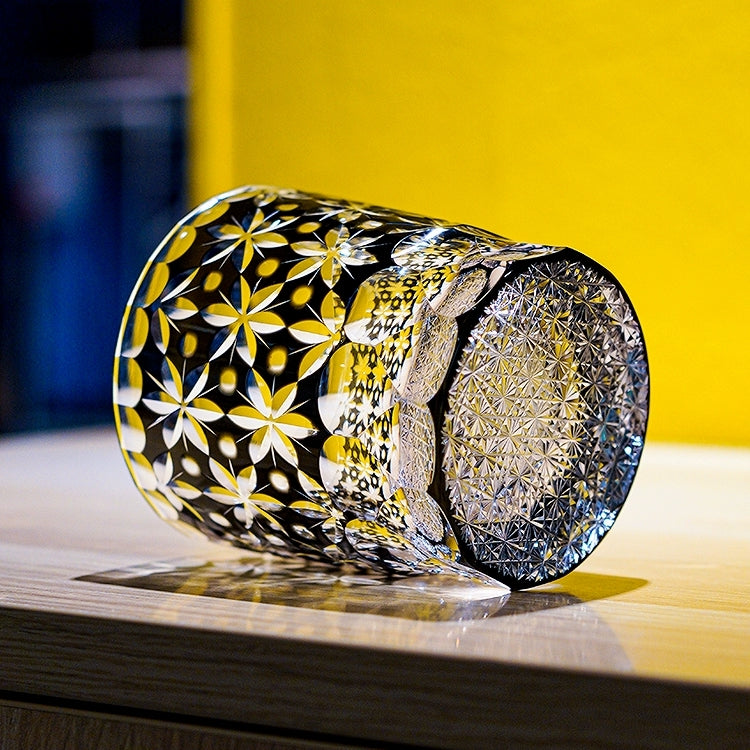 Edo Kiriko Handcrafted Sakura Snow Whisky Glass With Wooden Box