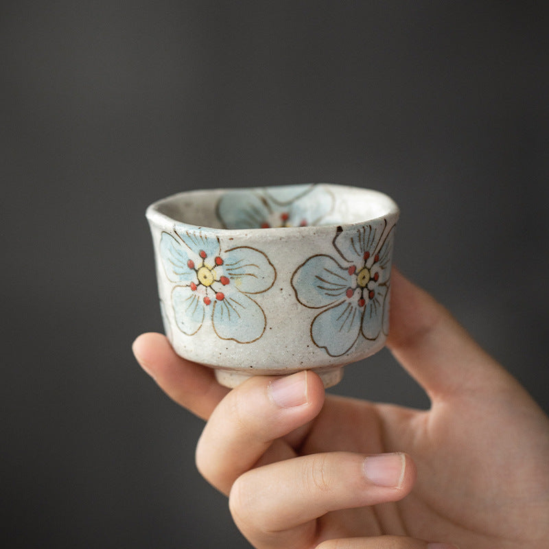 Hatsuichi Mino Ware Hana Nagare Handcrafted Tea Cup Set of Five