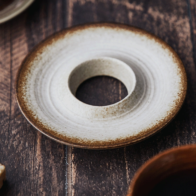 Handcrafted Glazed Ceramic Cone Shape Coffee Cup/Saucer Set