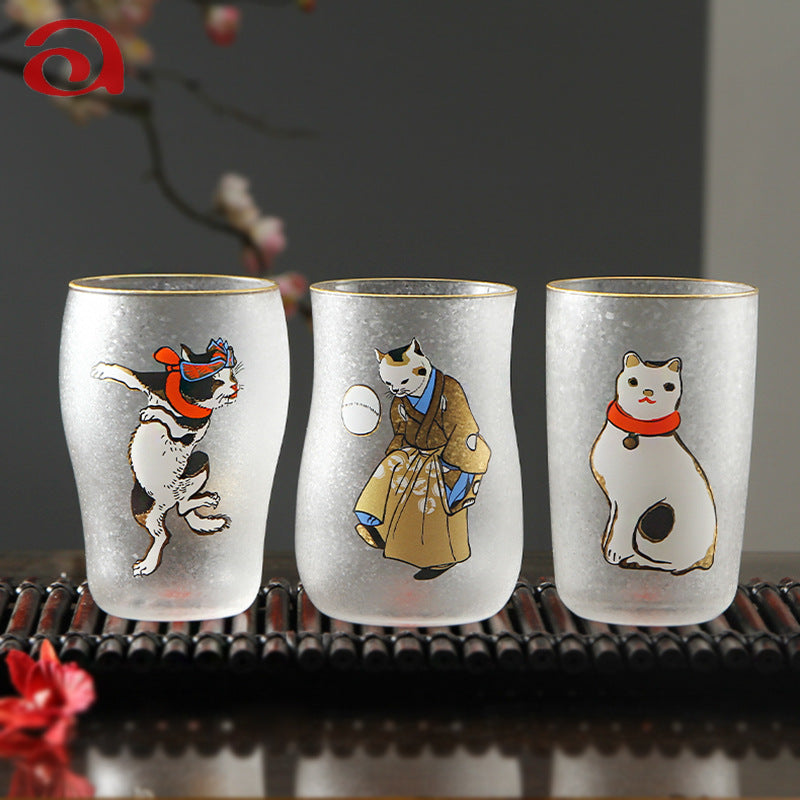 Aderia Edo Neko Frosted Glass Beer Mug Gift Set - MASU