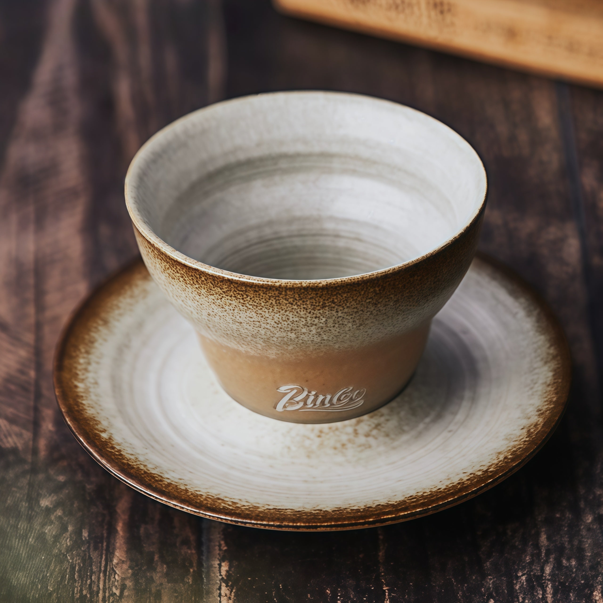 Handcrafted Glazed Ceramic Cone Shape Coffee Cup/Saucer Set