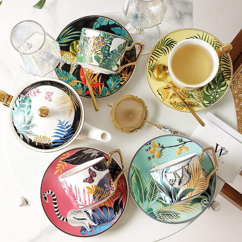 Handcrafted Rainforest Theme Ceramic Tea Cup Gift Sets - MASU